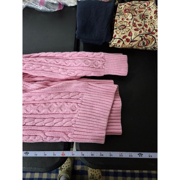 Vintage Ralph Lauren Womens Pink Quarter Zip Turtleneck Fisherman Sweater Medium - Picture 7 of 8